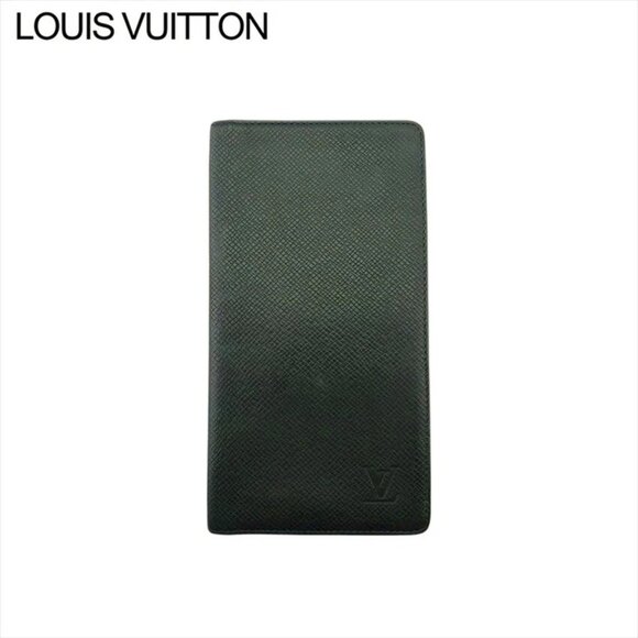 LOUIS VUITTON Bifold wallet Taiga PVC and leather Authentic Used